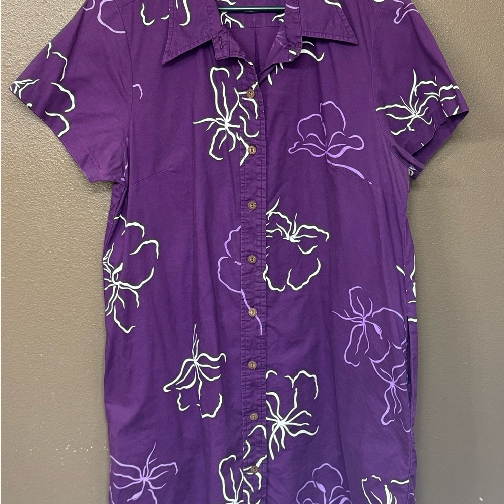 Sig Zane Purple Floral Button Down Dress